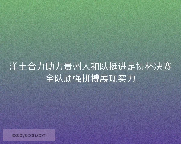 洋土合力助力贵州人和队挺进足协杯决赛全队顽强拼搏展现实力